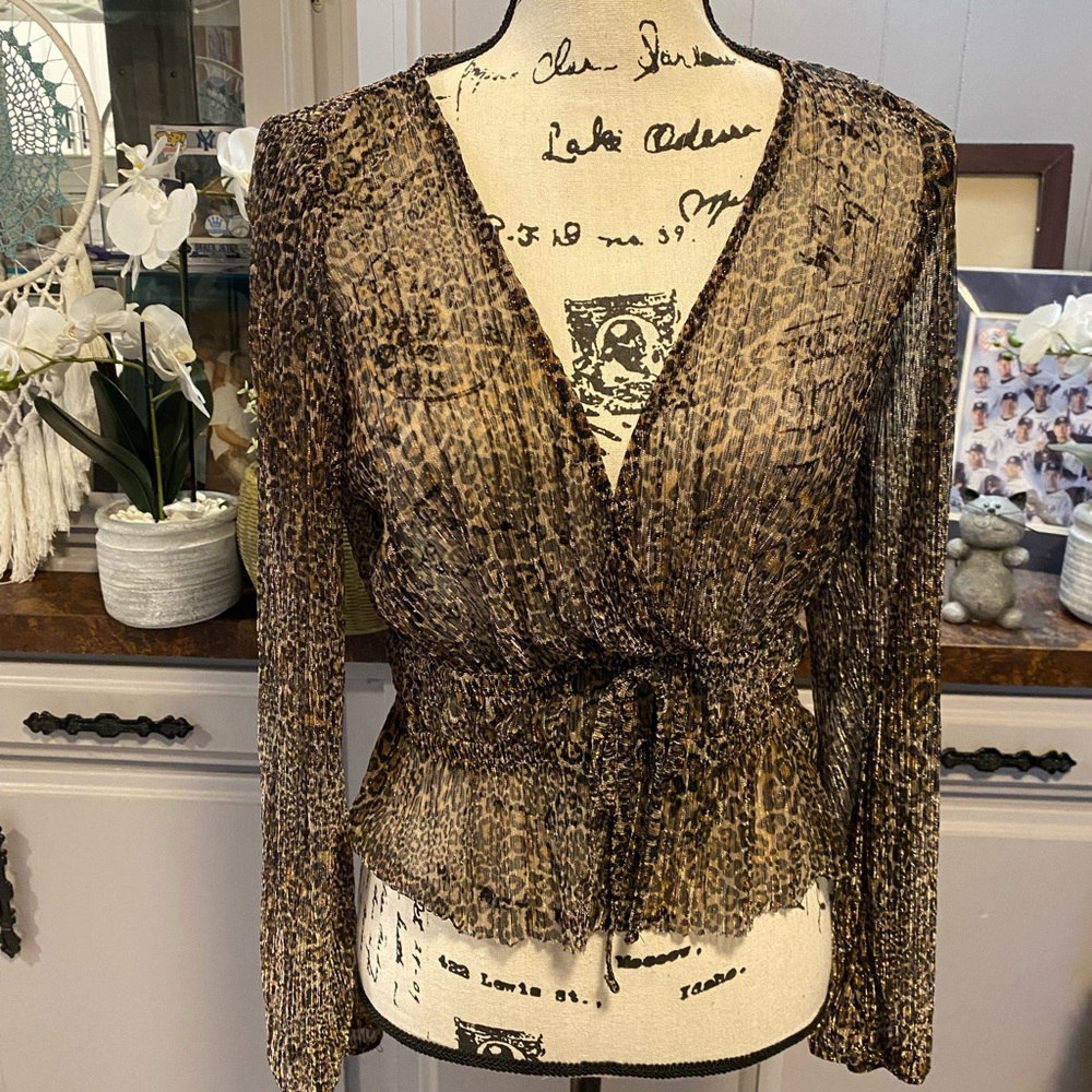 Melograno Rico Leopard Print Wrap Top